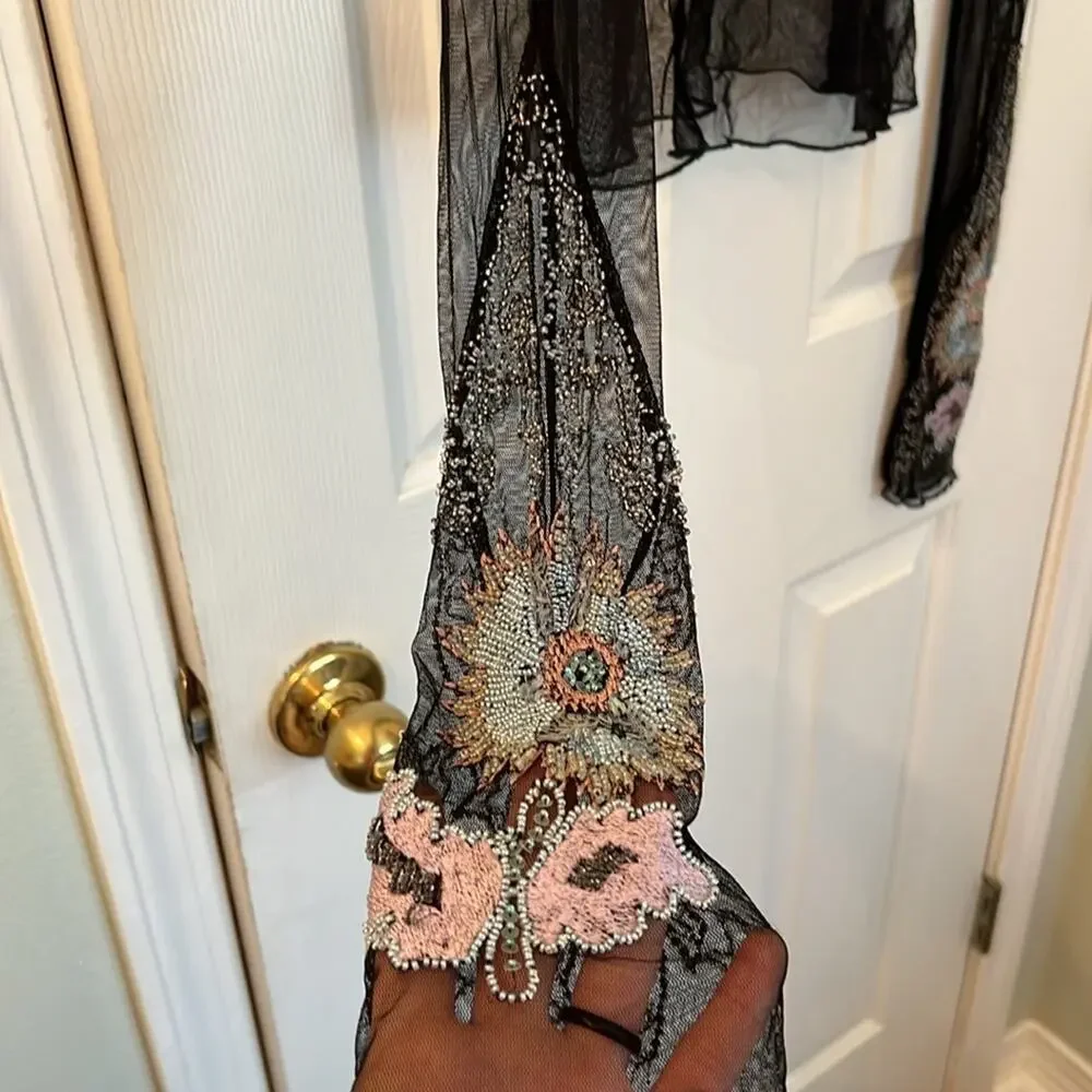 NWT Free people Bali posie mesh embellished sleeve size XS